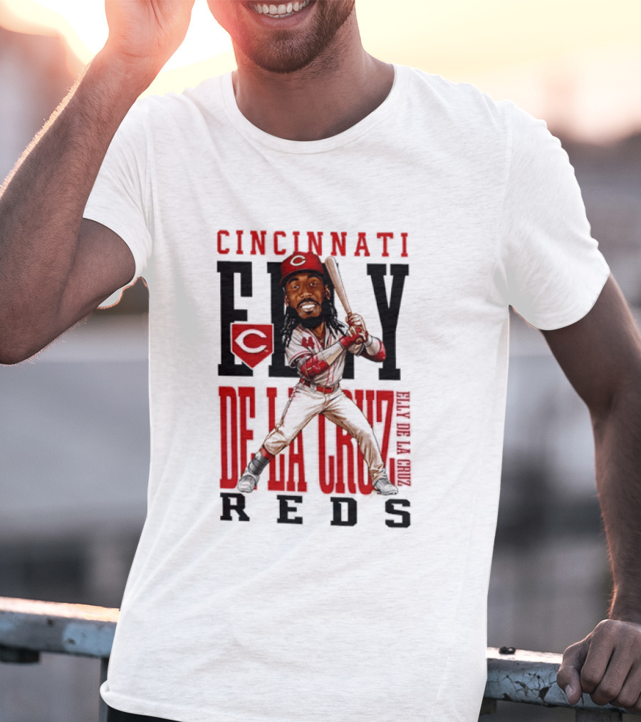 Cincinnati Reds Elly De La Cruz Baseball Caricature T-Shirt