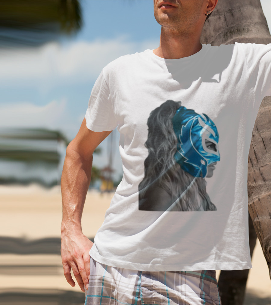 Karol G Store Limited Edition Cream Blue Luchador Mask T-Shirt