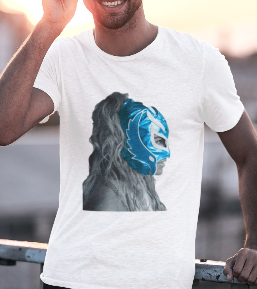 Karol G Store Limited Edition Cream Blue Luchador Mask T-Shirt