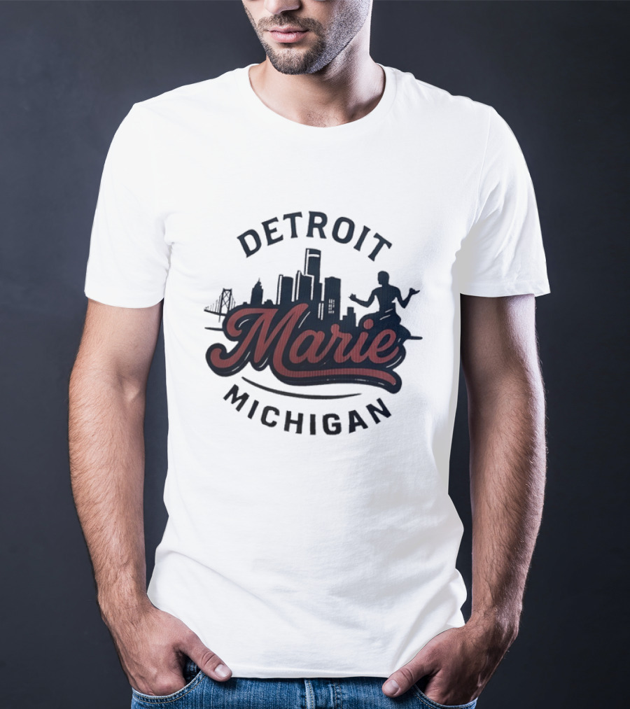 Detroit Michigan Marie Skyline T-Shirt