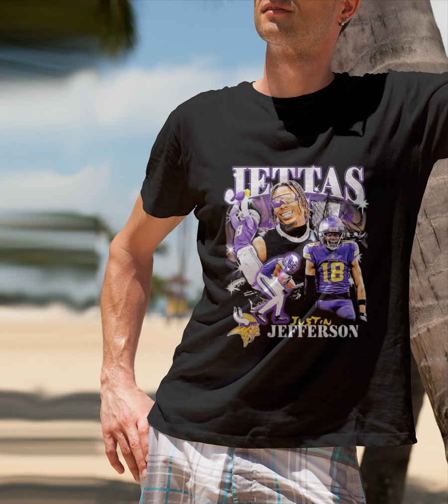 Fanatics Black Jettas Justin Jefferson Minnesota Vikings Notorious Player T-Shirt
