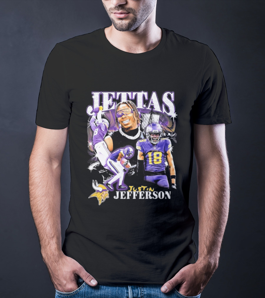 Fanatics Black Jettas Justin Jefferson Minnesota Vikings Notorious Player T-Shirt