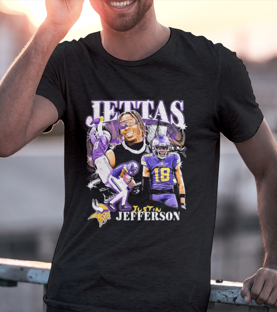Fanatics Black Jettas Justin Jefferson Minnesota Vikings Notorious Player T-Shirt