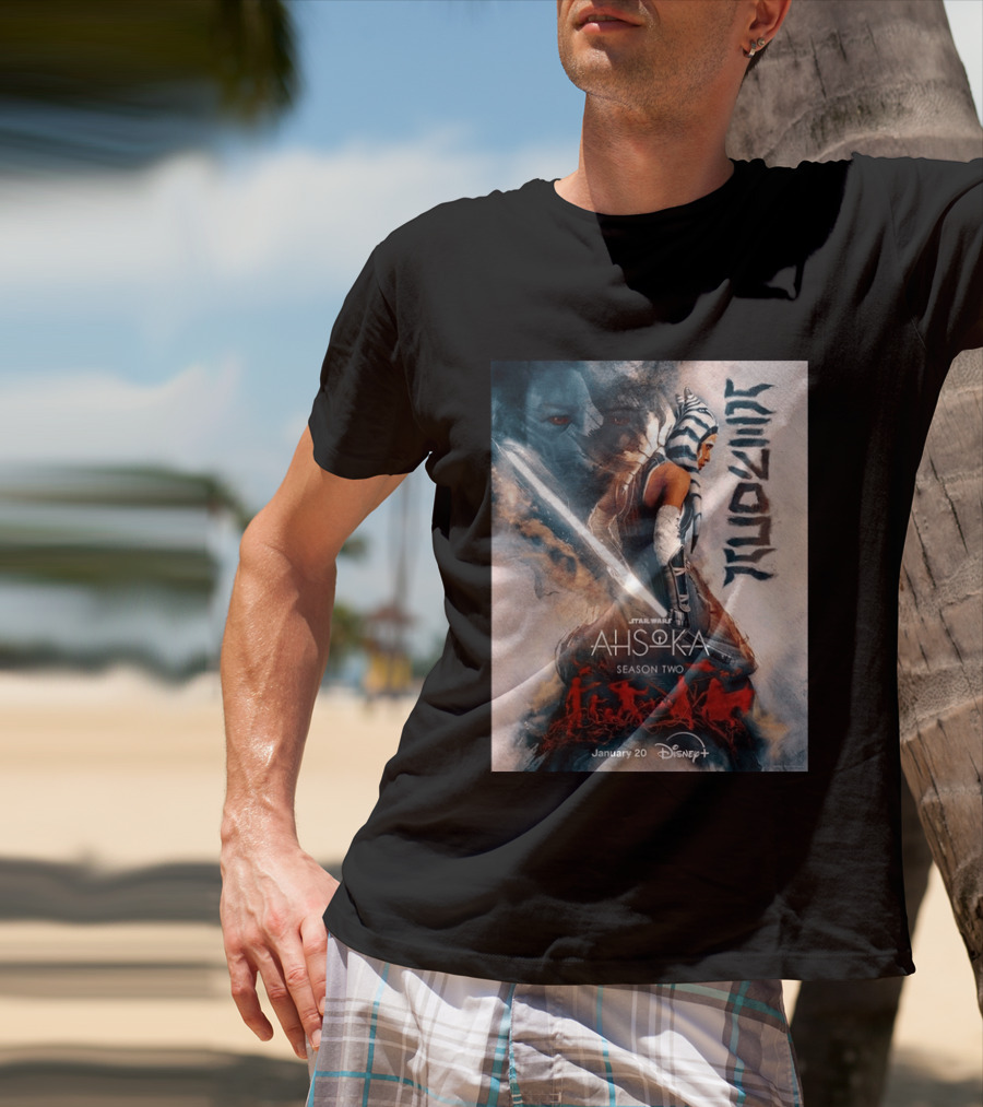 Star Wars Ahsoka Season 2 Premiering January 20 Disney Plus Featuring Lightsaber And Characters T-Shirt