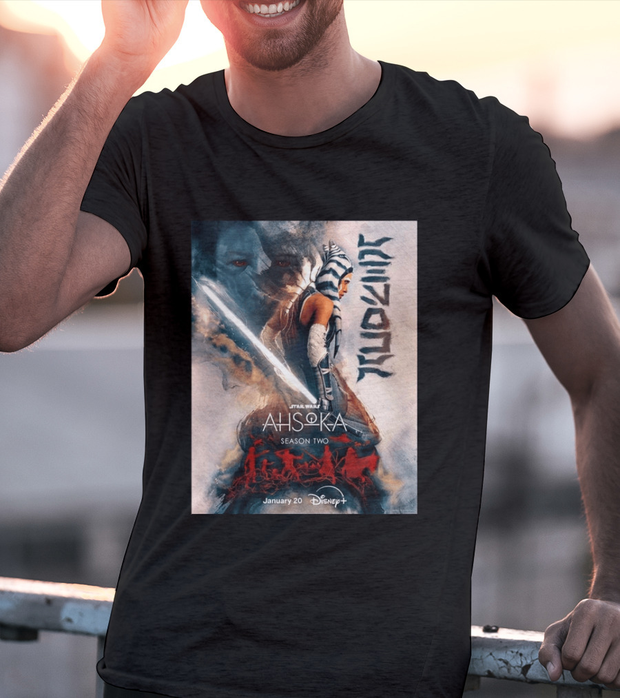 Star Wars Ahsoka Season 2 Premiering January 20 Disney Plus Featuring Lightsaber And Characters T-Shirt