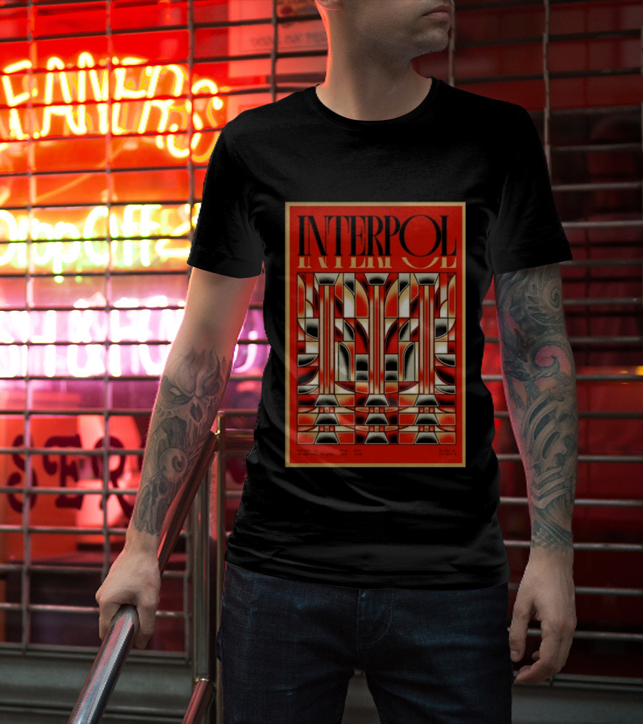 Interpol August 15 2026 San Diego CA Geometric Art Deco Concert T-Shirt