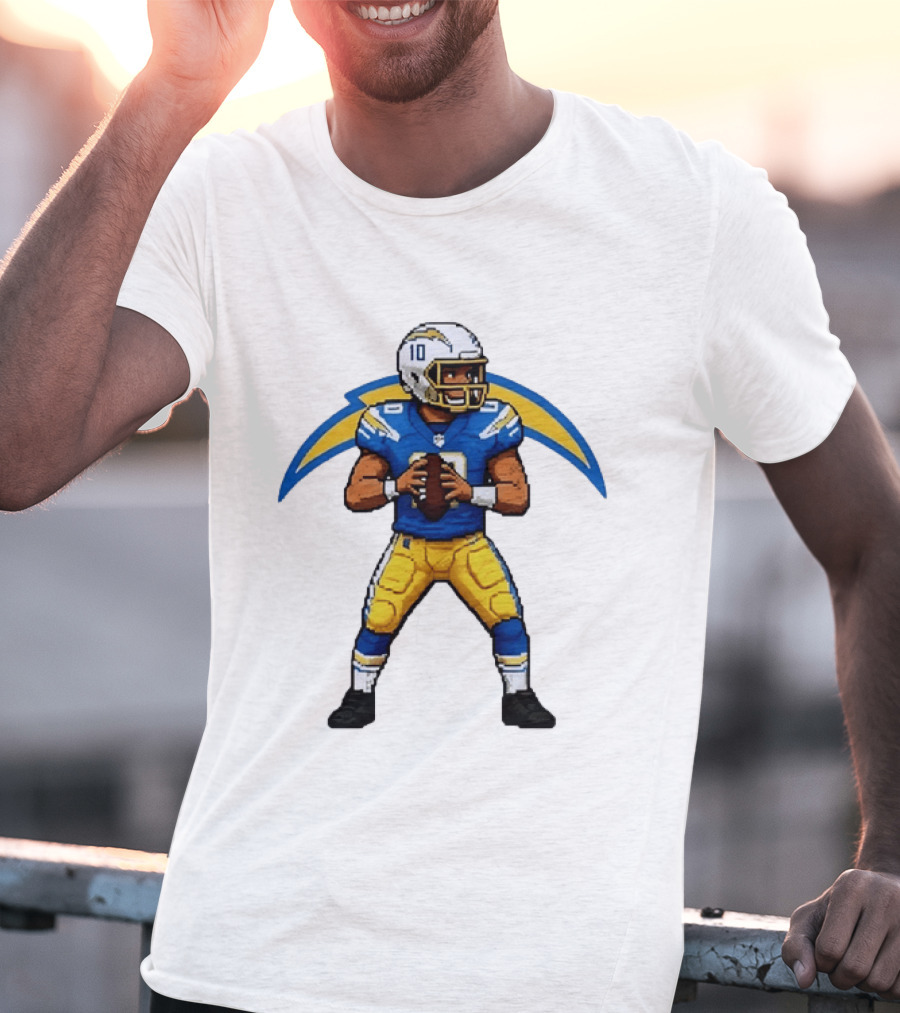 Justin Herbert Los Angeles Chargers Pixel T-Shirt