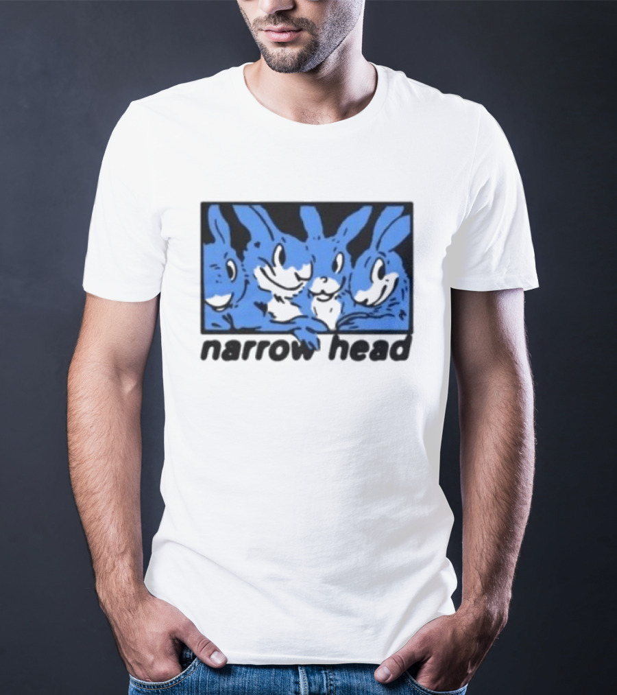 Narrow Head Four Rabbits Blue Black White T-Shirt