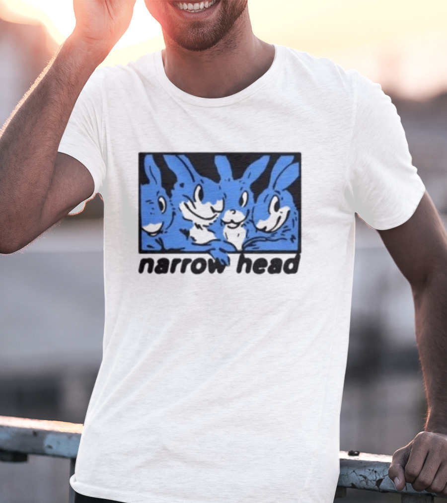 Narrow Head Four Rabbits Blue Black White T-Shirt