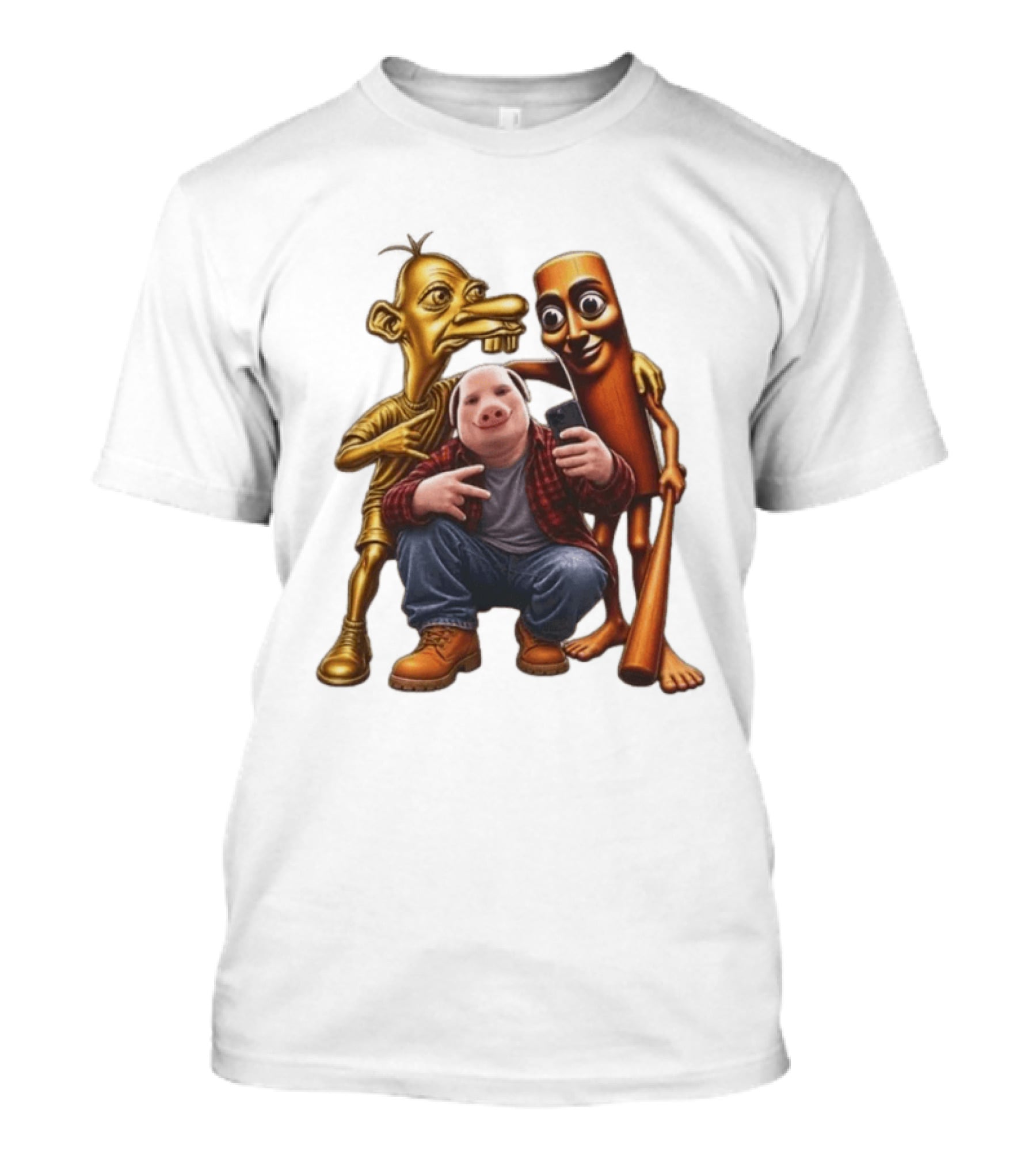 Neegy John Pork Tung Tung Tung Sahur Meme Characters T-Shirt