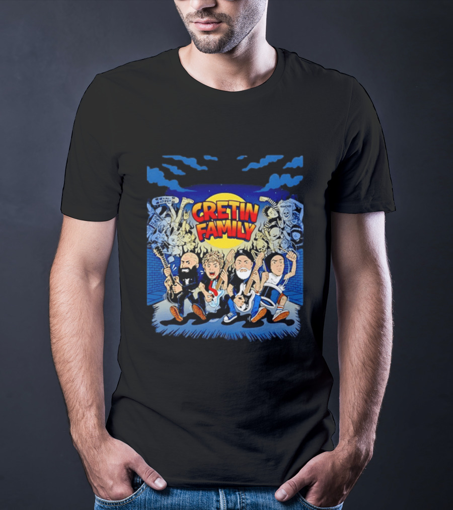 Cretin Family Ramones Cartoon Band Punk Rock Skull T-Shirt