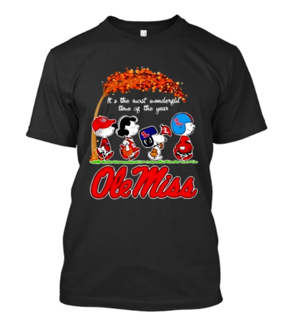 Ole Miss Rebels Peanuts Characters Most Wonderful Time Of The Year T-Shirt