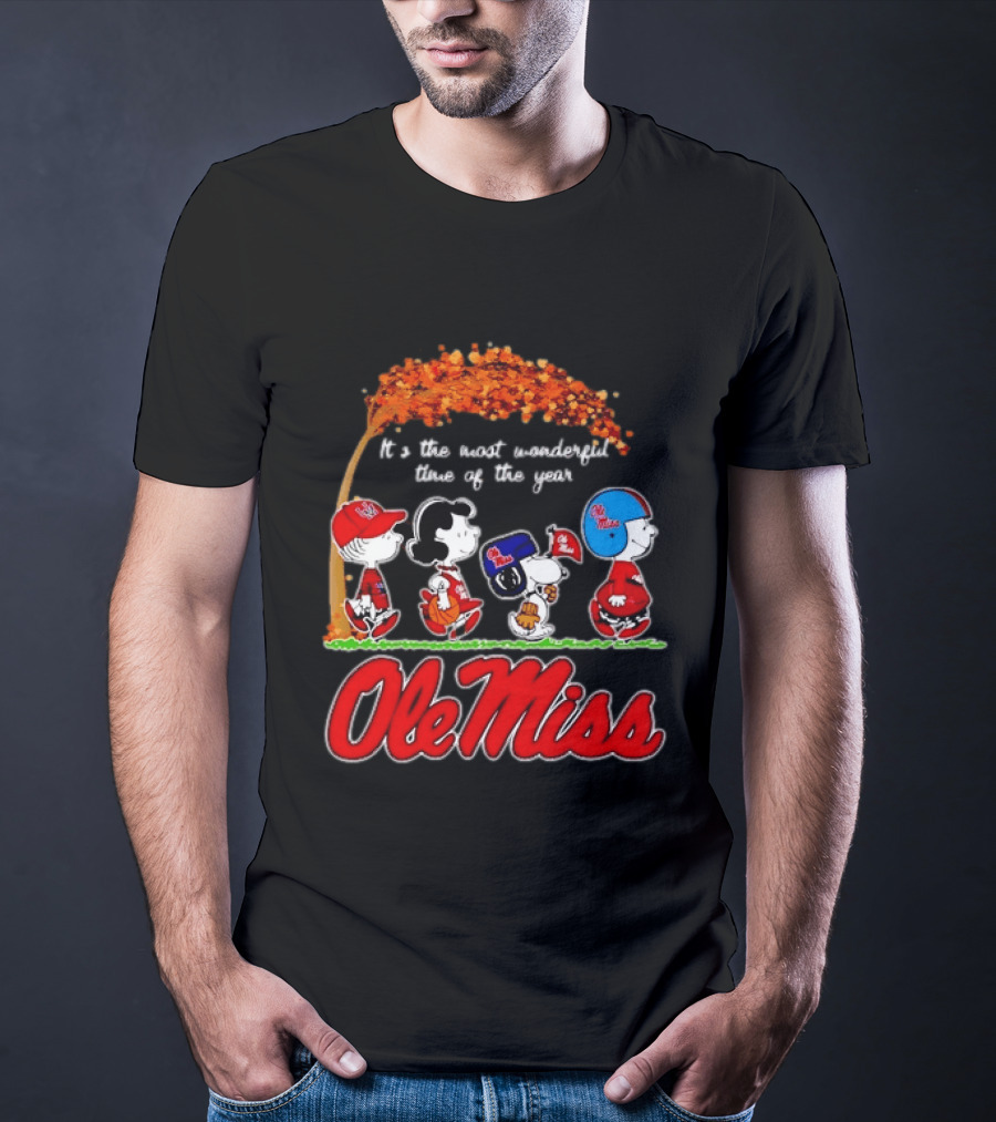 Ole Miss Rebels Peanuts Characters Most Wonderful Time Of The Year T-Shirt