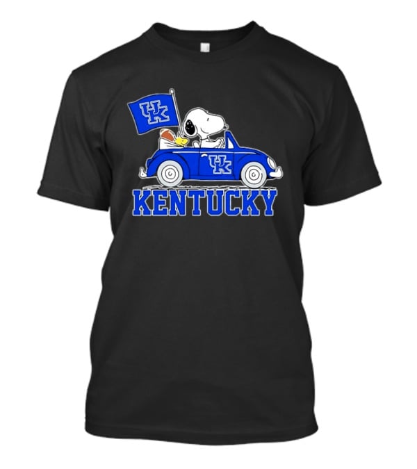 UK Wildcats Snoopy Driving Car With Kentucky Banner T-Shirt