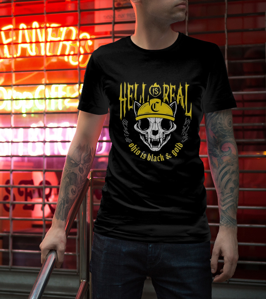 Hell Is Real Ohio Is Black And Gold Skull C Hat T-Shirt