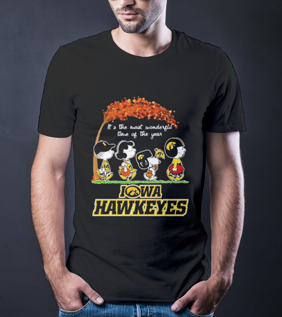 Iowa Hawkeyes Peanuts Characters It's The Most Wonderful Time Of The Year T-Shirt