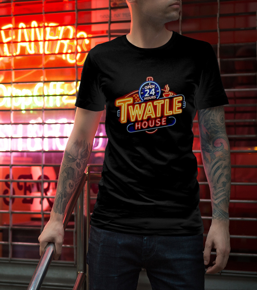Twatle House Open 24 Hours Neon Sign Restaurant Decor Coffee Cup T-Shirt