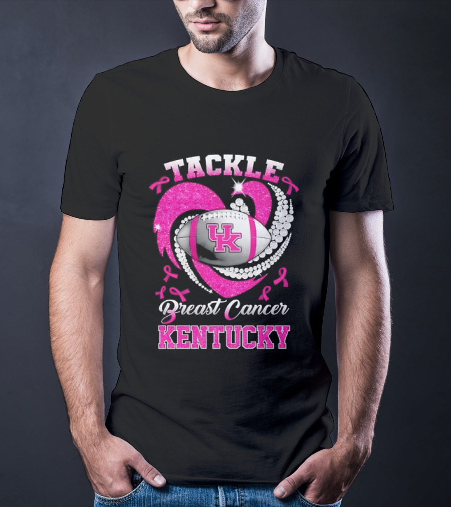 Tackle Breast Cancer Kentucky Wildcats UK Football Pink Ribbons T-Shirt