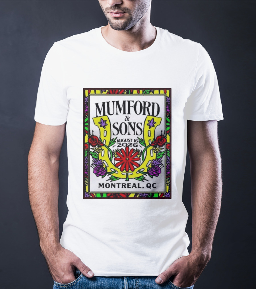 Mumford & Sons August 16 2026 Montreal QC Floral Horseshoe T-Shirt