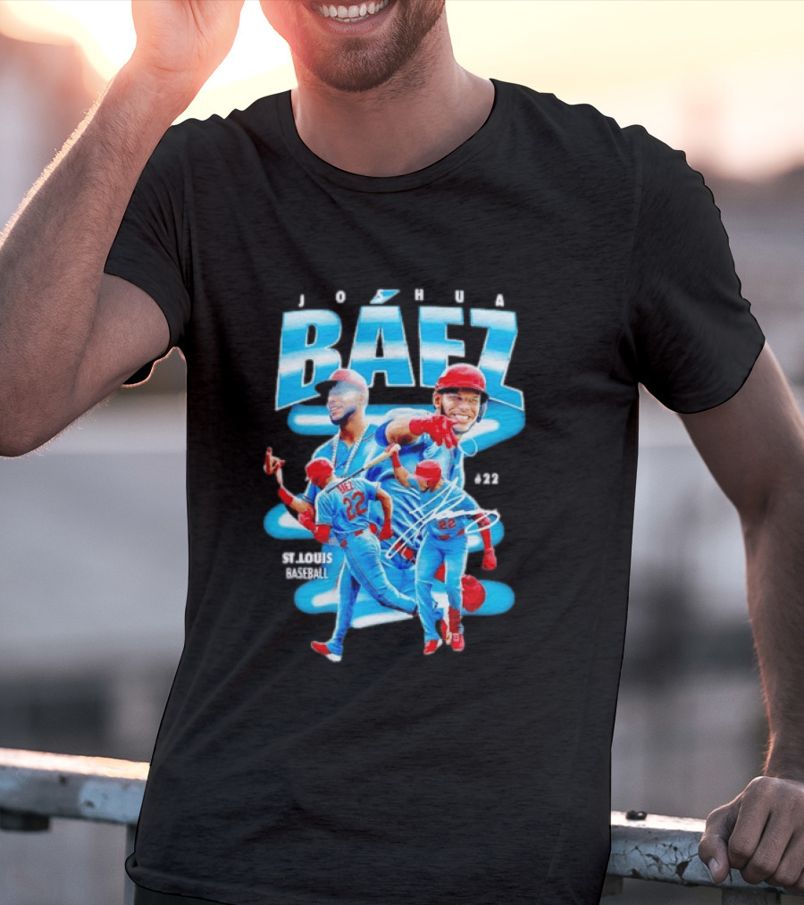 Joshua Baez St Louis Baseball No 22 Blue MLB Athletics T-Shirt
