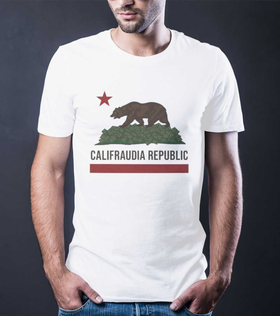 Califraudia Republic Bear Flag With Red Star T-Shirt