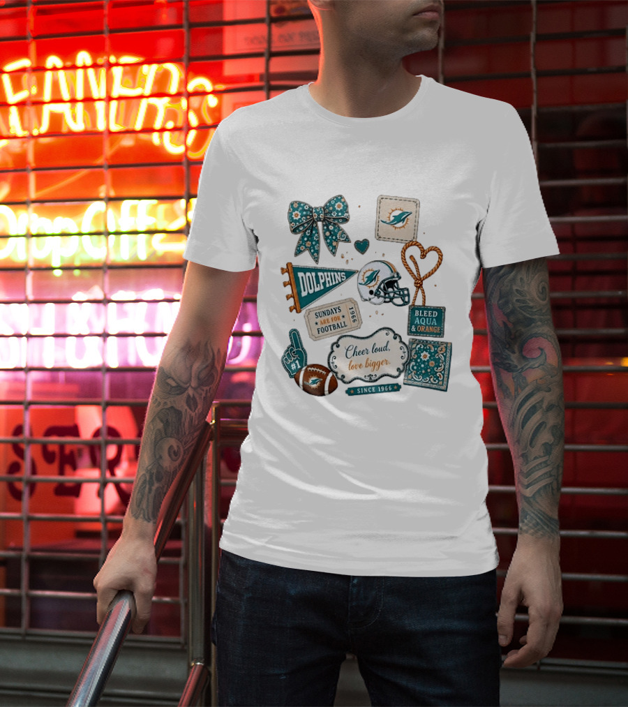 Miami Dolphins Cheer Loud Bleed Aqua Sundays Since 1966 T-Shirt
