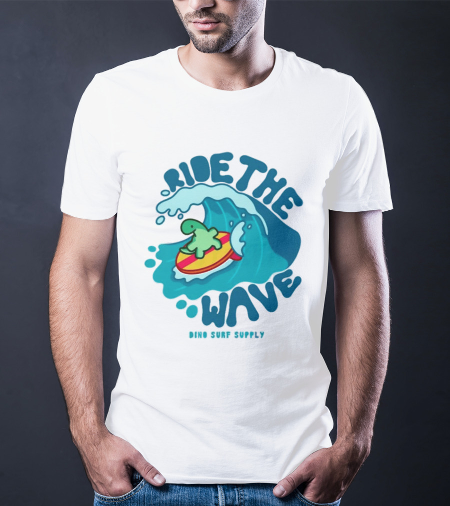 Ride The Wave Turtle Surfing Dino Surf Supply T-Shirt