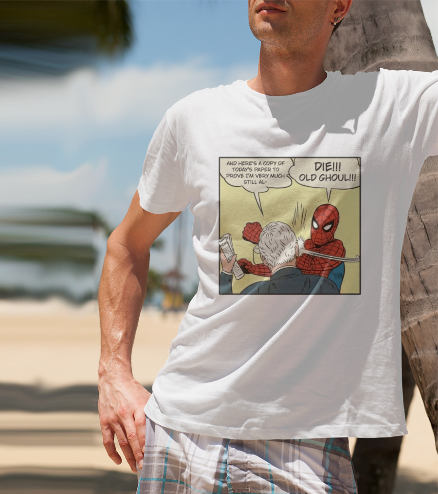 Spider Man Punching Mitch McConnell Die Old Ghoul Comic Meme T-Shirt