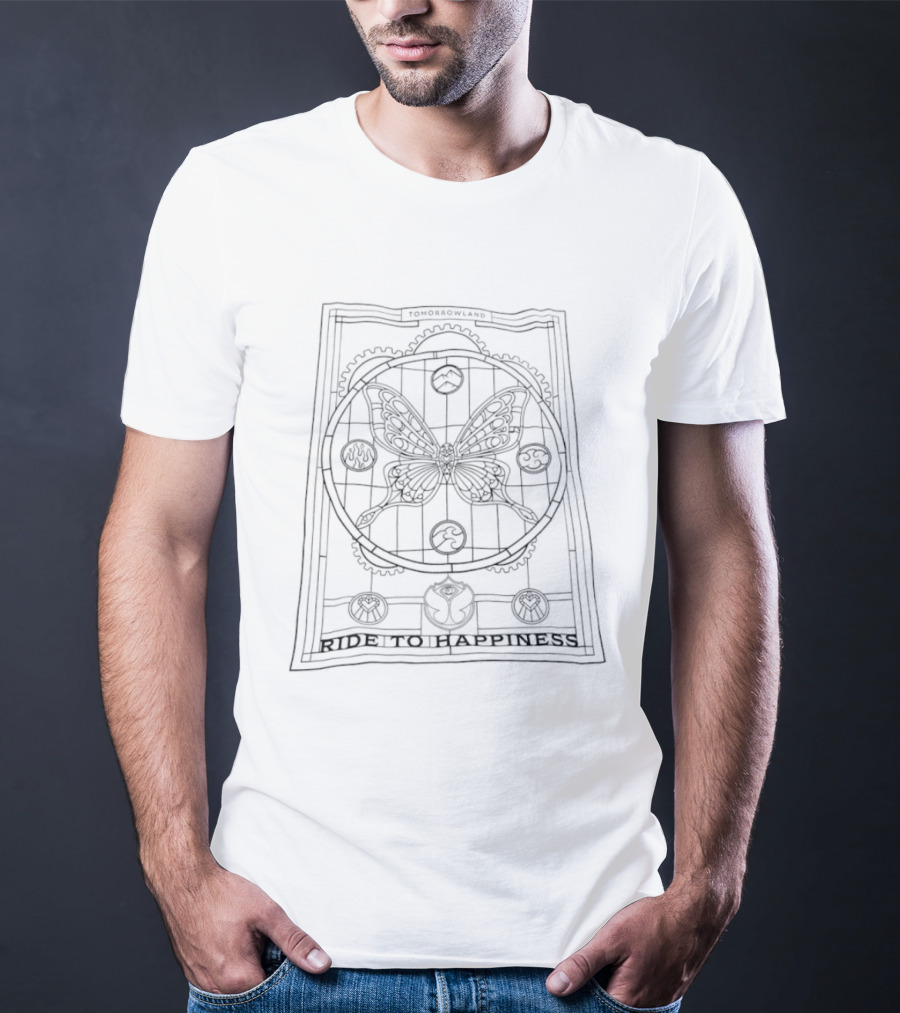Tomorrowland Ride To Happiness Butterfly Stained Glass T-Shirt