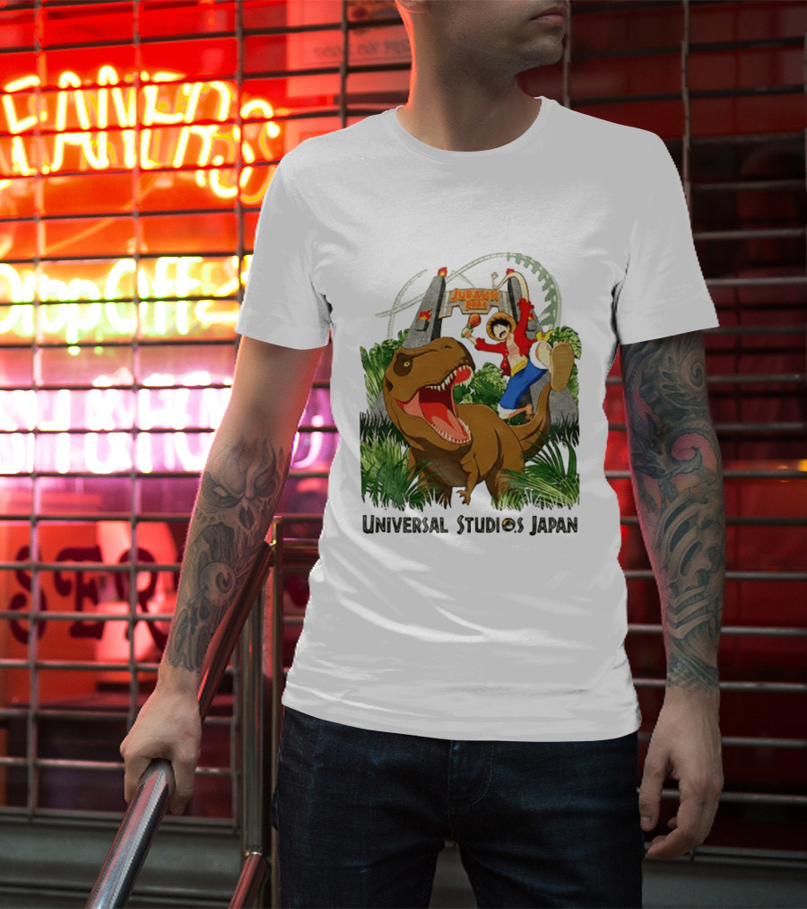 Universal Studios Japan One Piece Jurassic Park Luffy Riding Rex T-Shirt