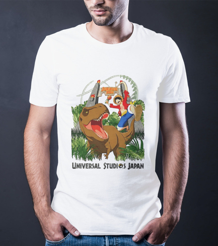Universal Studios Japan One Piece Jurassic Park Luffy Riding Rex T-Shirt
