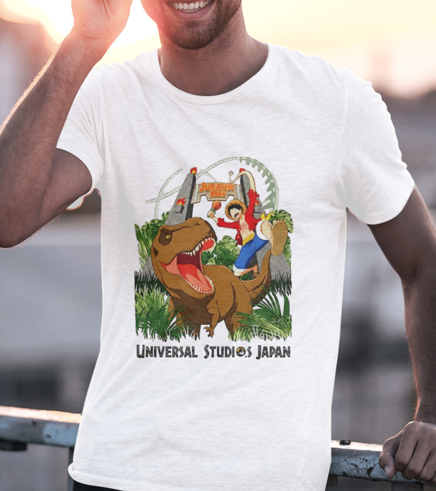 Universal Studios Japan One Piece Jurassic Park Luffy Riding Rex T-Shirt
