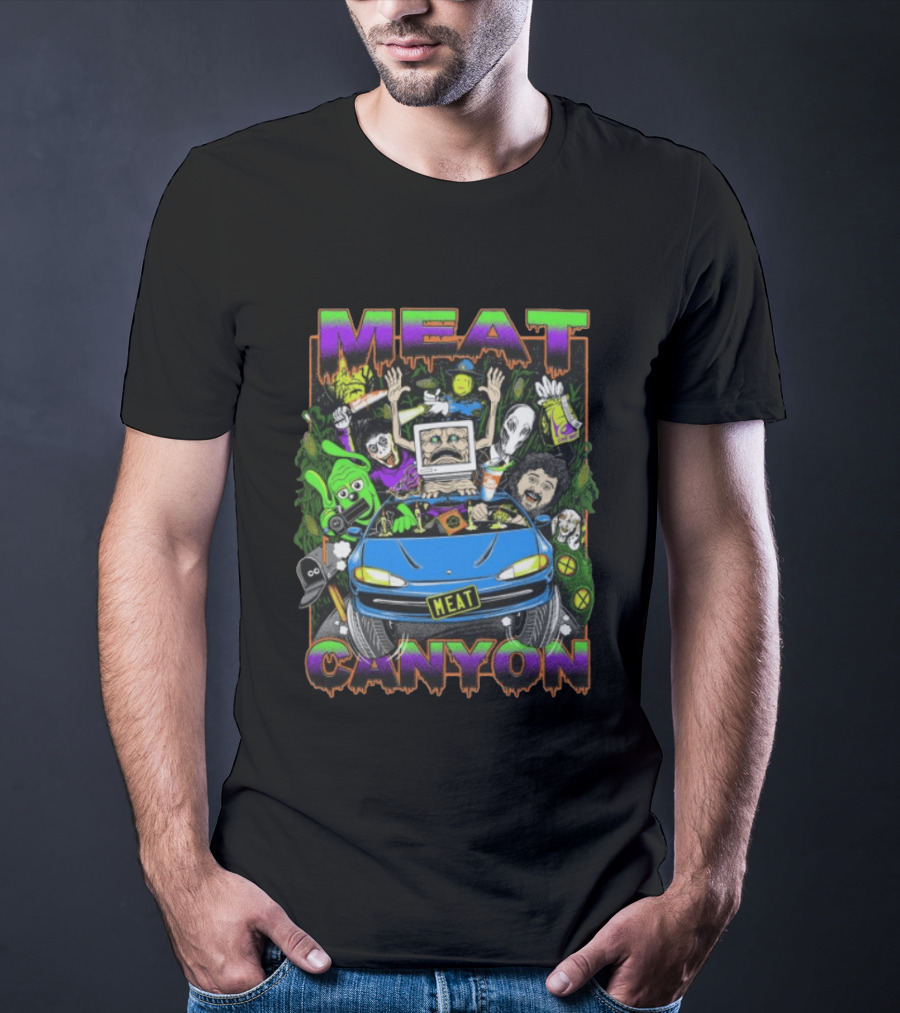 Meatcanyon The Journey Black Computer Car Adventure Characters T-Shirt