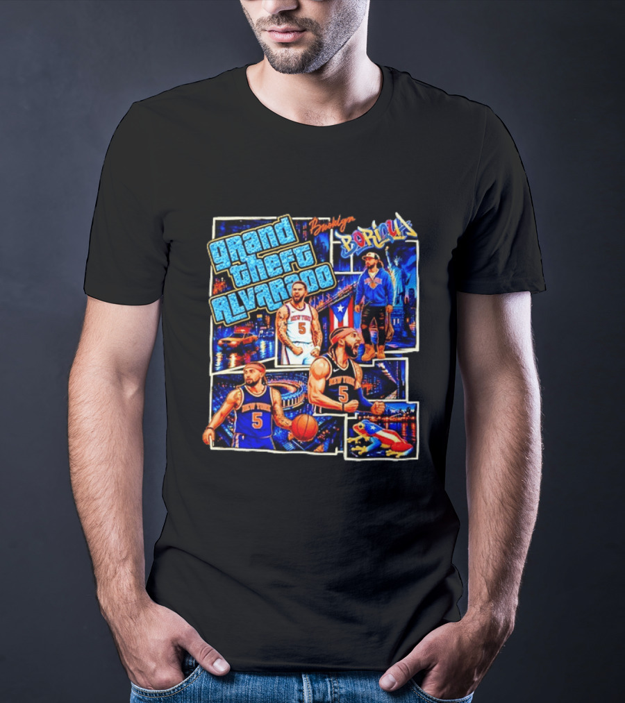 Brooklyn Boricua NY Knicks Grand Theft Alvarado T-Shirt