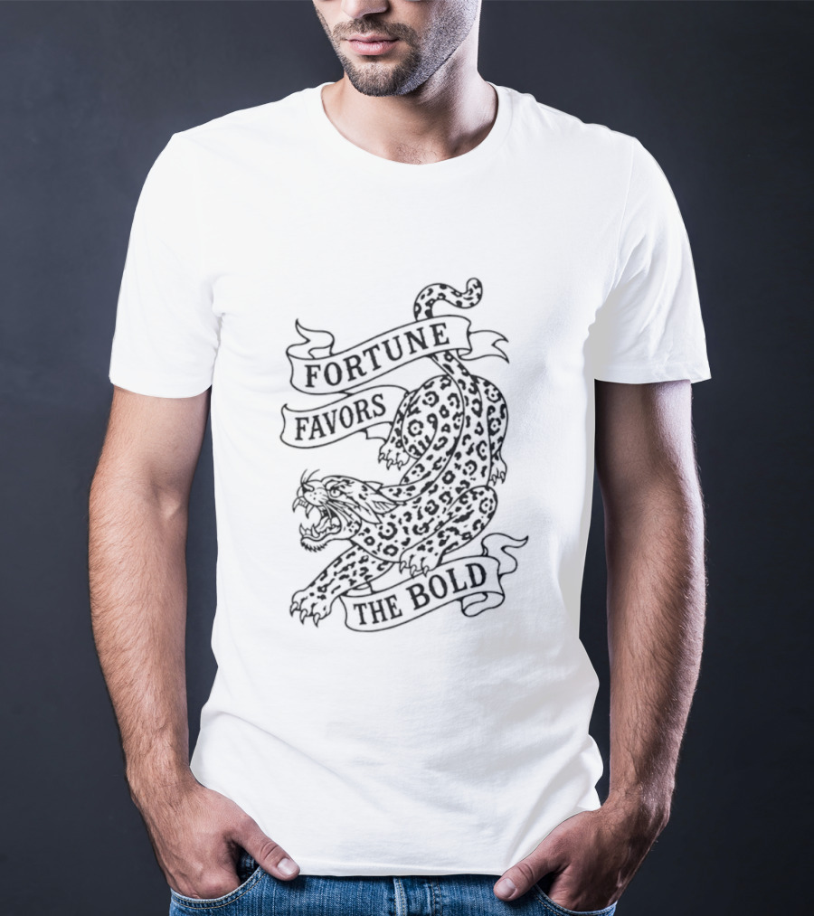 Fortune Favors The Bold Leopard Tattoo Big Cat T-Shirt