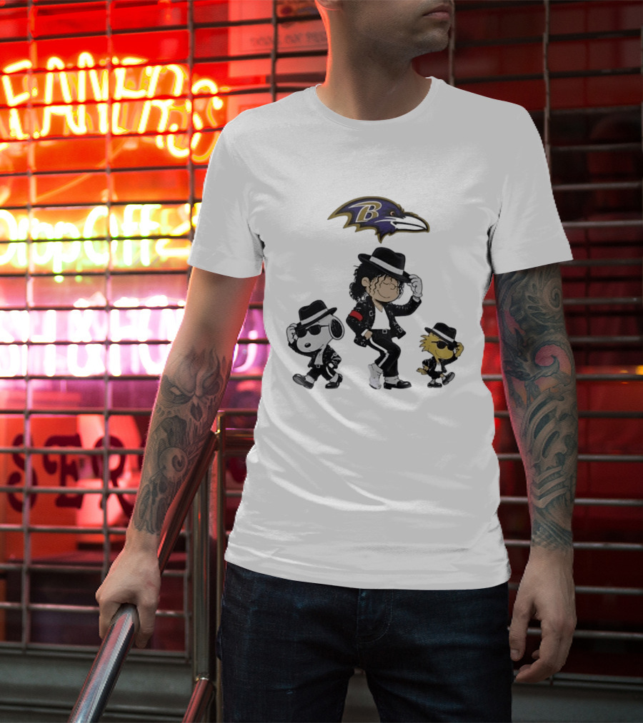 Baltimore Ravens Snoopy Charlie Brown Woodstock Pop Rock Dance T-Shirt