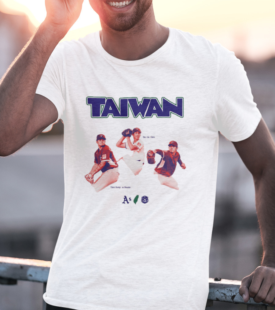 Taiwan Baseball Players Heritage With Taiwan Athletics And Baseball Federation Logos T-Shirt