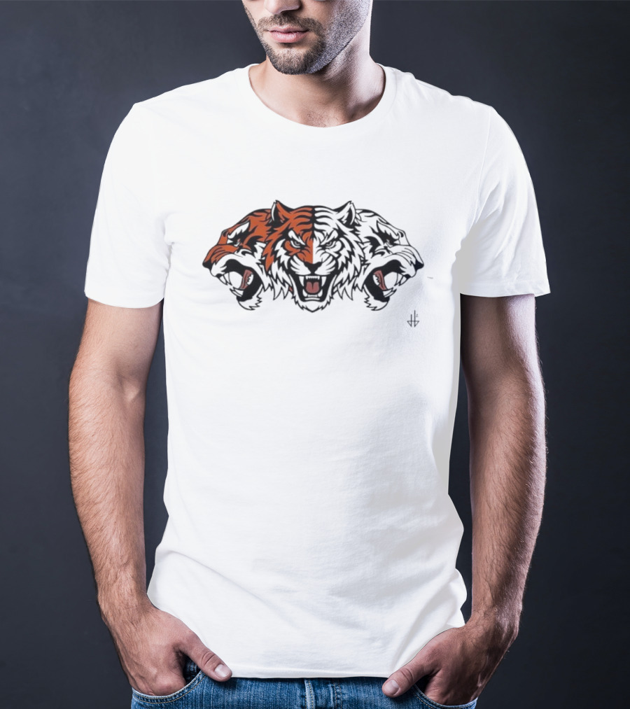 Three Headed Tiger Big Cat Fierce Roaring Trio T-Shirt
