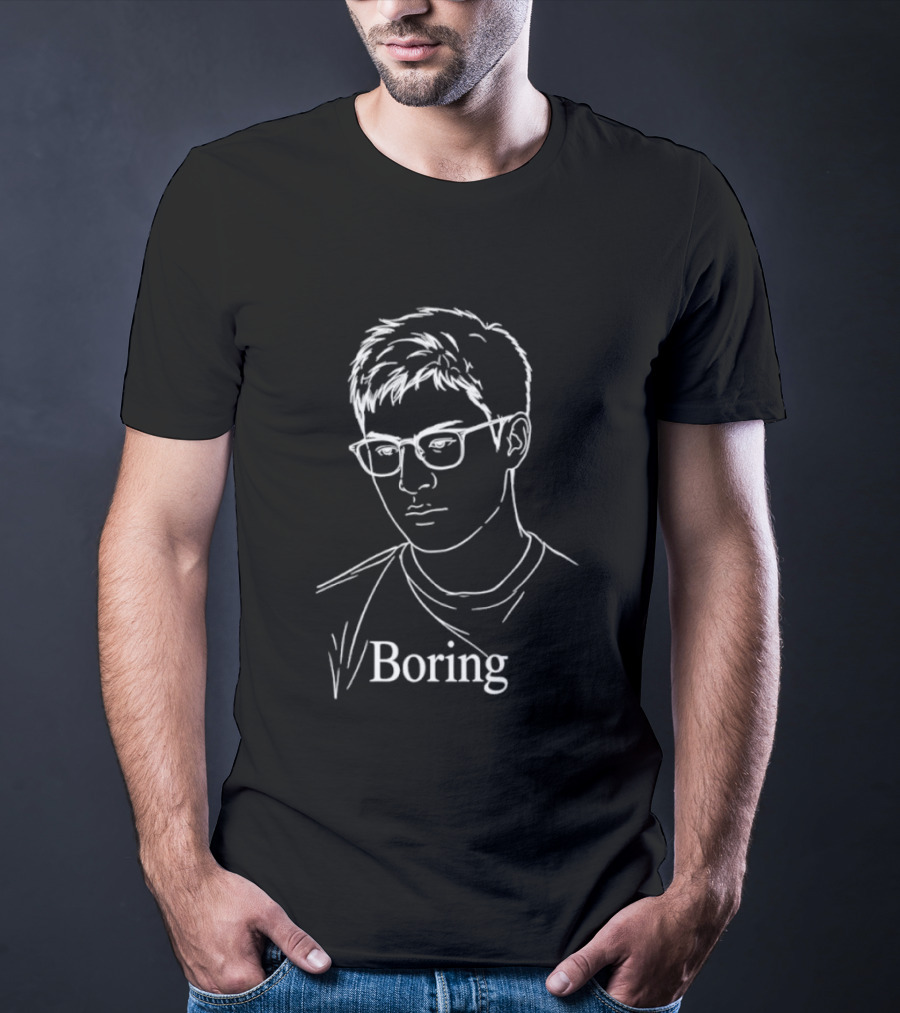 Boring Minimalist Line Art Portrait With Glasses T-Shirt