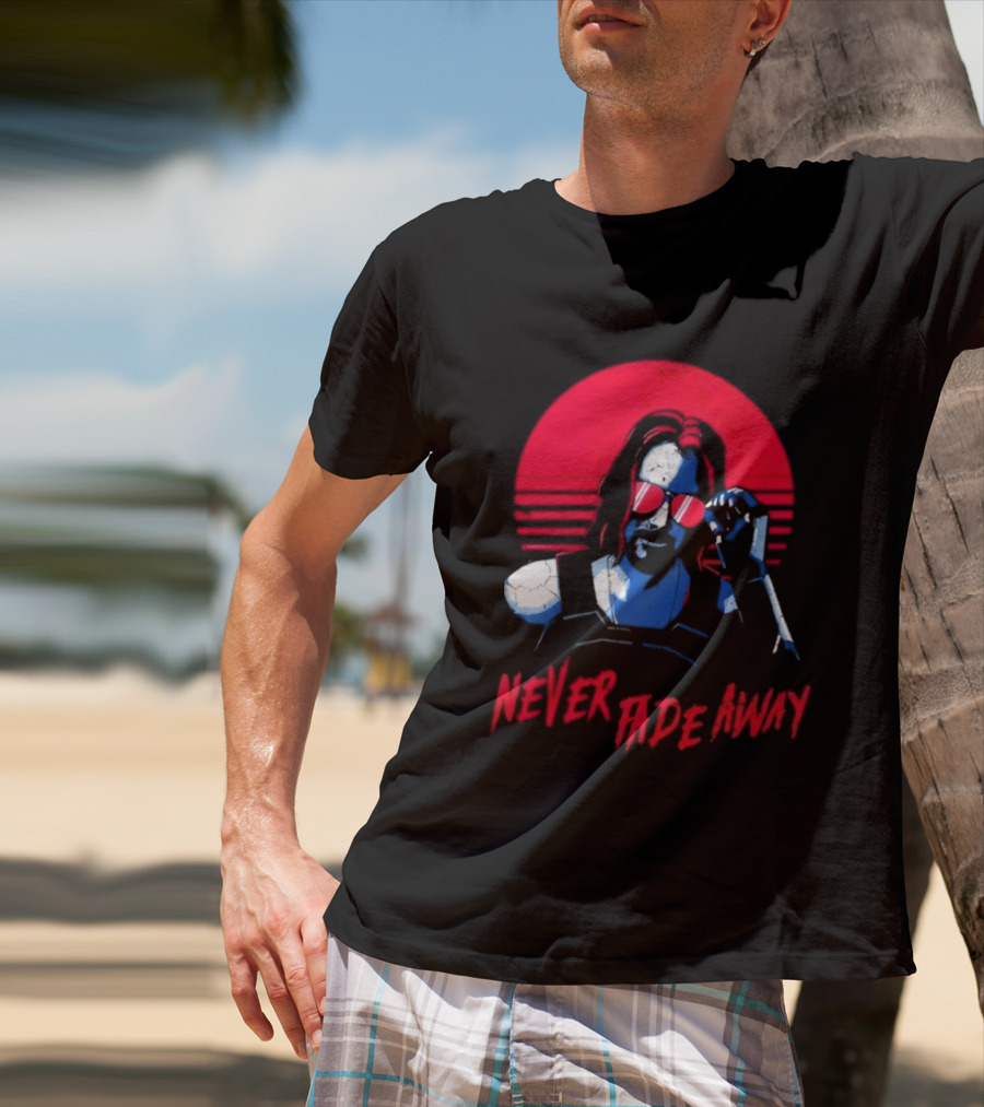 Johnny Silverhand Never Fade Away Retro Red Sun Glasses T-Shirt