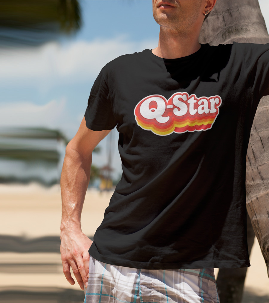 Q Star Vintage Retro Bold Font T-Shirt