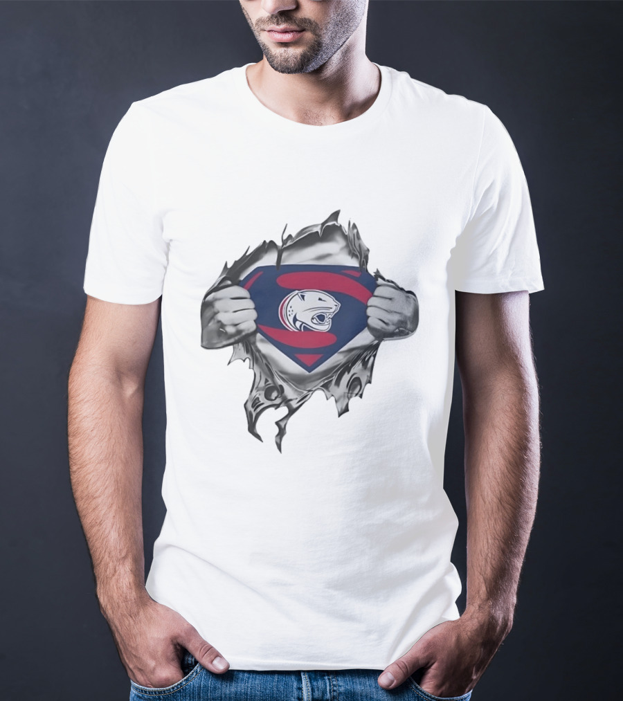 Panthers Superman Chest Emblem Ripped Superhero T-Shirt