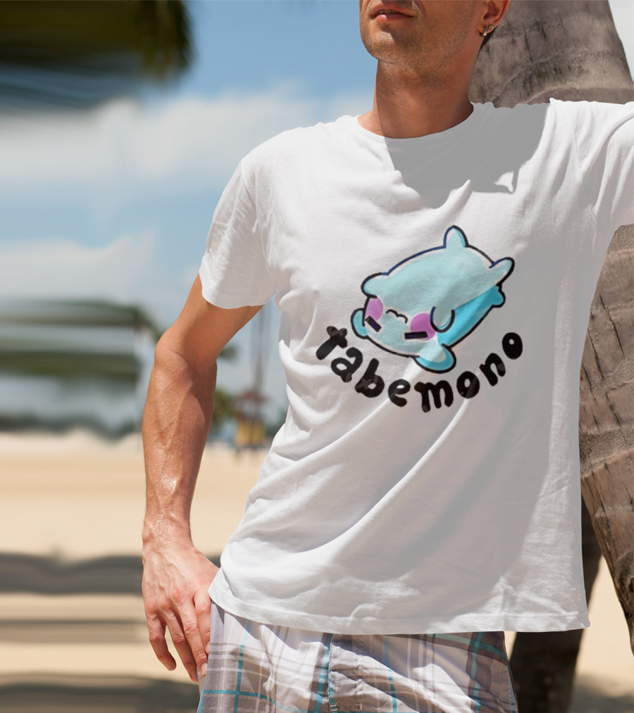 Tabemono Kawaii Anime Cute Blue Character With Blushing Cheeks T-Shirt