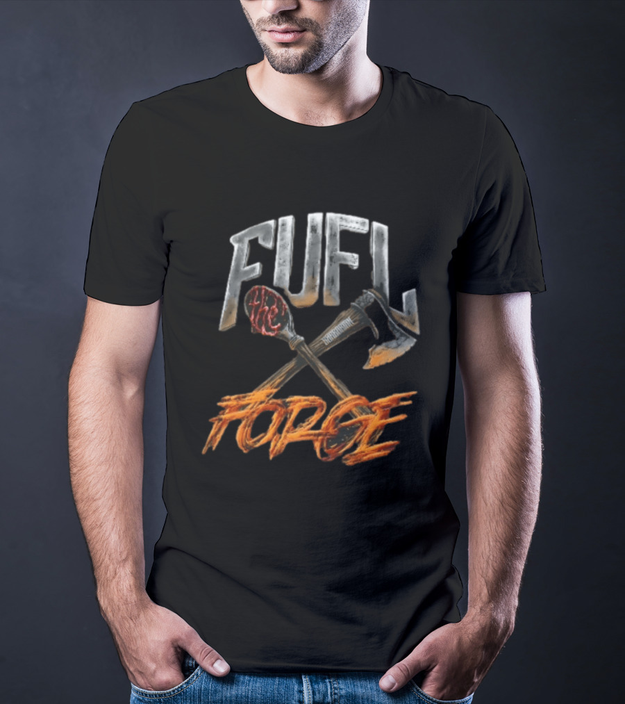 Fuel Forge Crossed Bloody Spoon Axe Flames T-Shirt