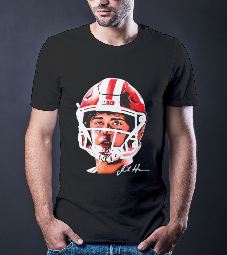 Indiana Hoosiers Big Ten Football Jack Howes Signature Helmet T-Shirt