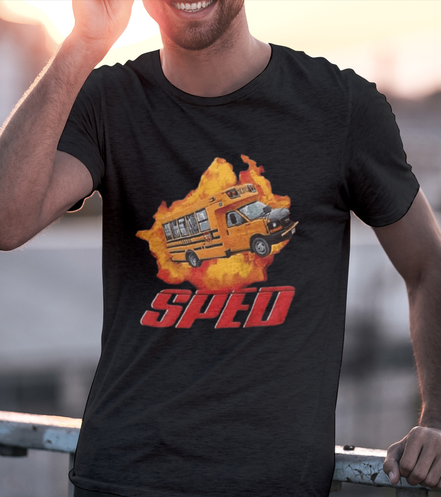 School Bus Flame SPED On Fire Burst T-Shirt