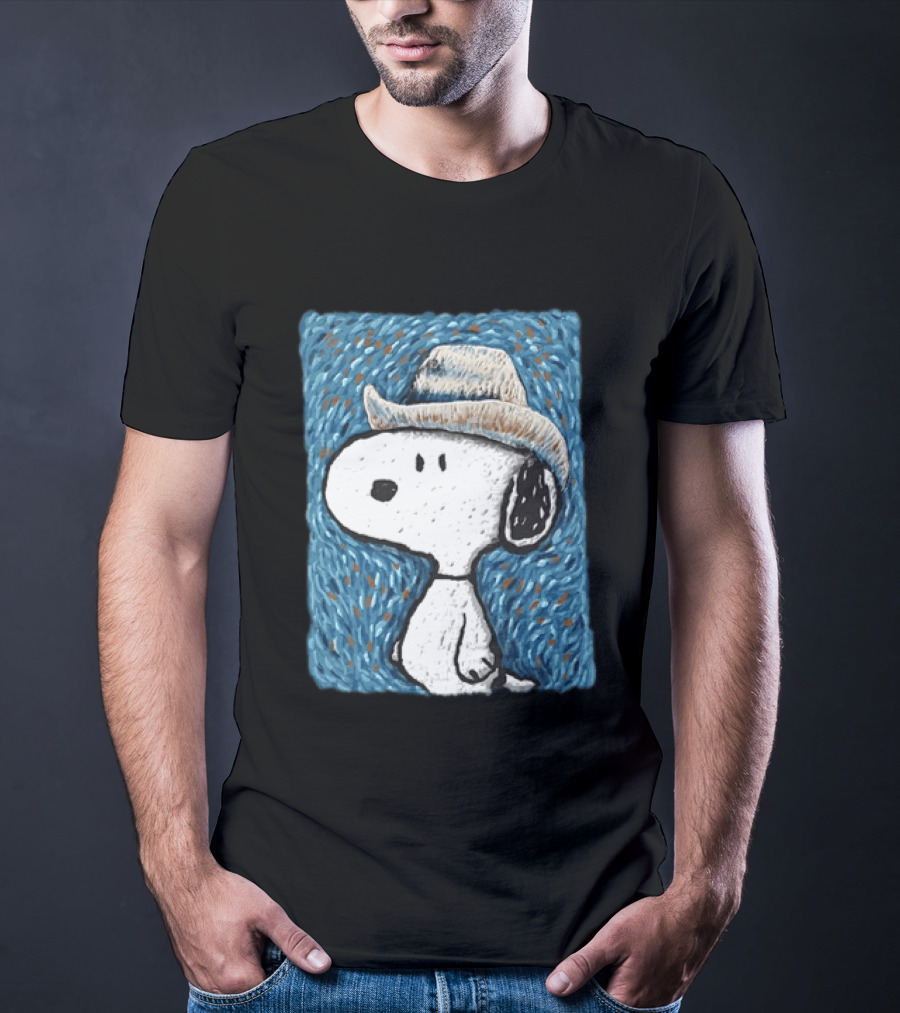 Snoopy Peanuts Cowboy Hat Embroidery T-Shirt
