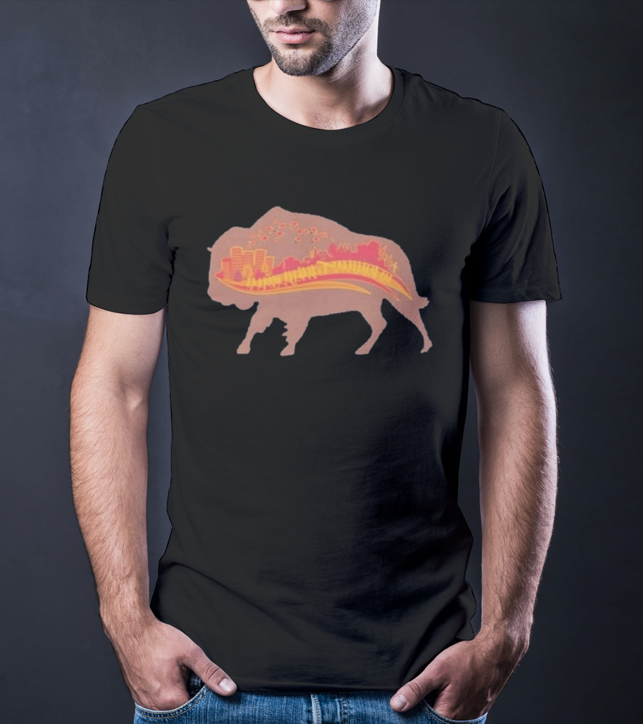 131st Annual YMCA Turkey Trot Thanksgiving Buffalo New York 2026 Runner Buffalo Silhouette Cityscape T-Shirt