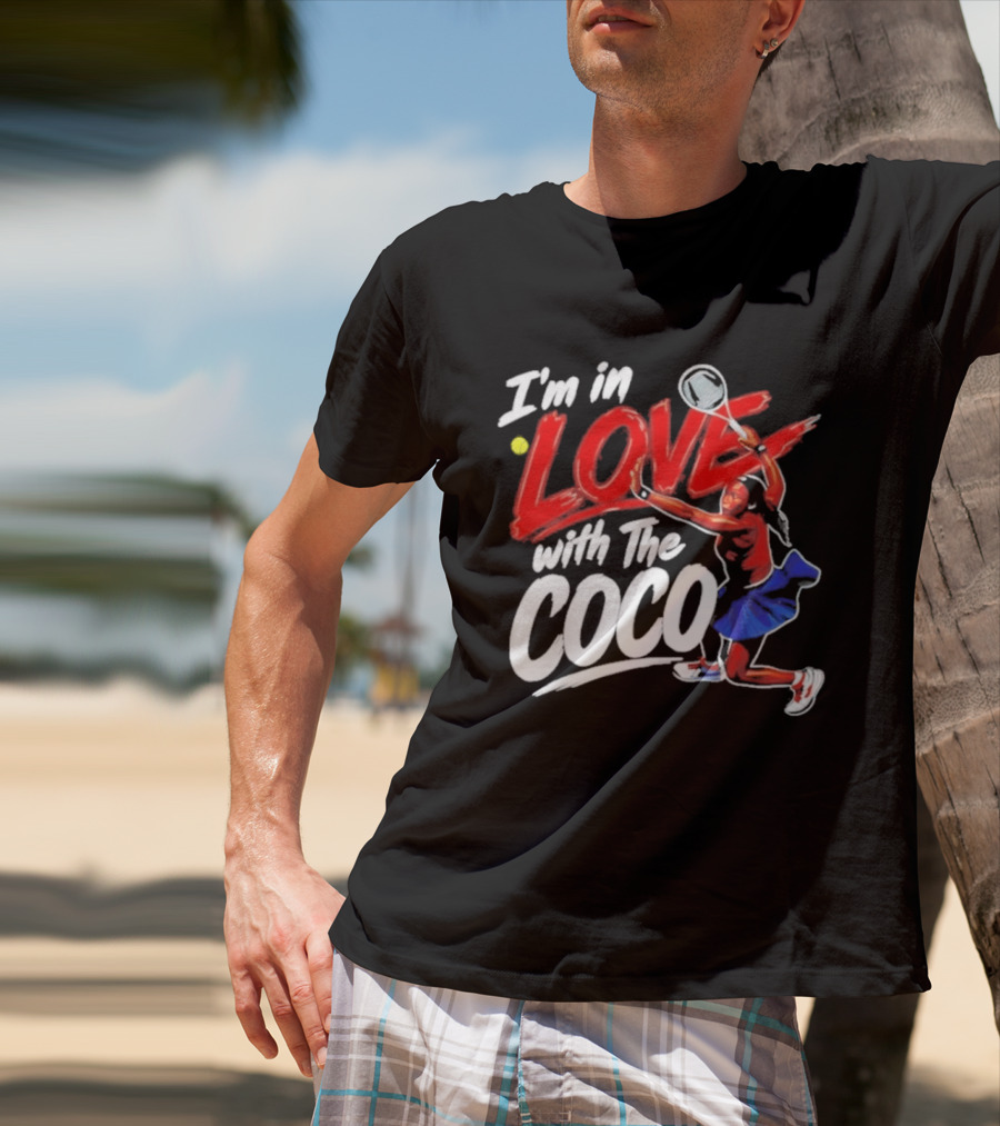 I'm In Love With The Coco Tennis Slam Action Bold Red And White T-Shirt