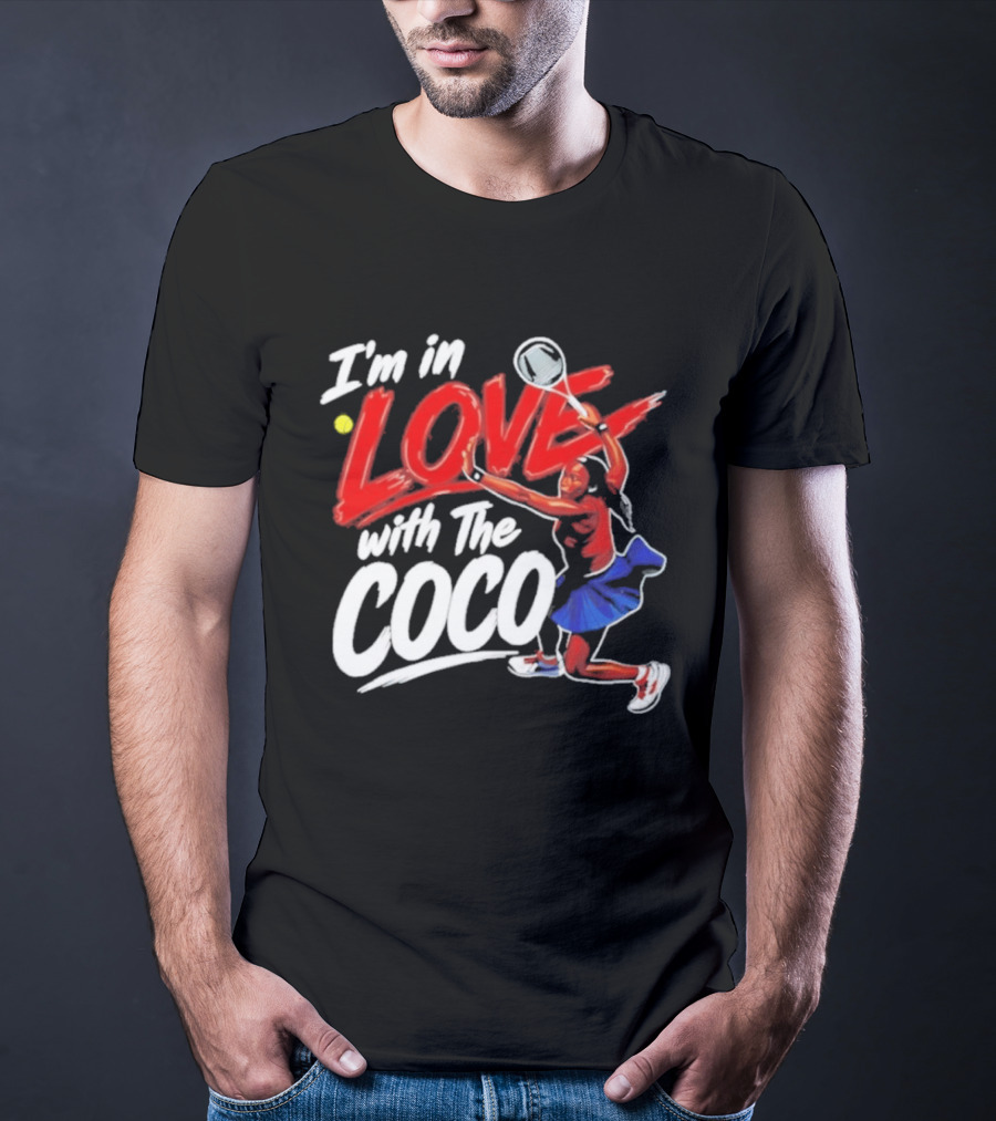 I'm In Love With The Coco Tennis Slam Action Bold Red And White T-Shirt
